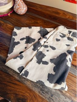 Denim cowprint pants