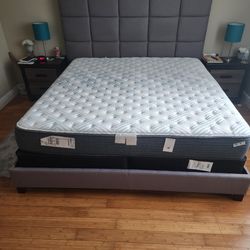 Bed frame, mattress and box