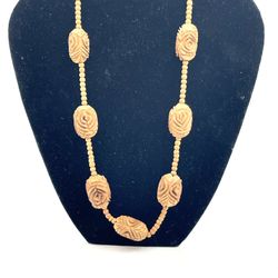 Exquisitely Carved Wooden Necklace 