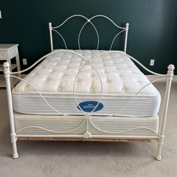 Full-Sized White Iron Canopy Bed