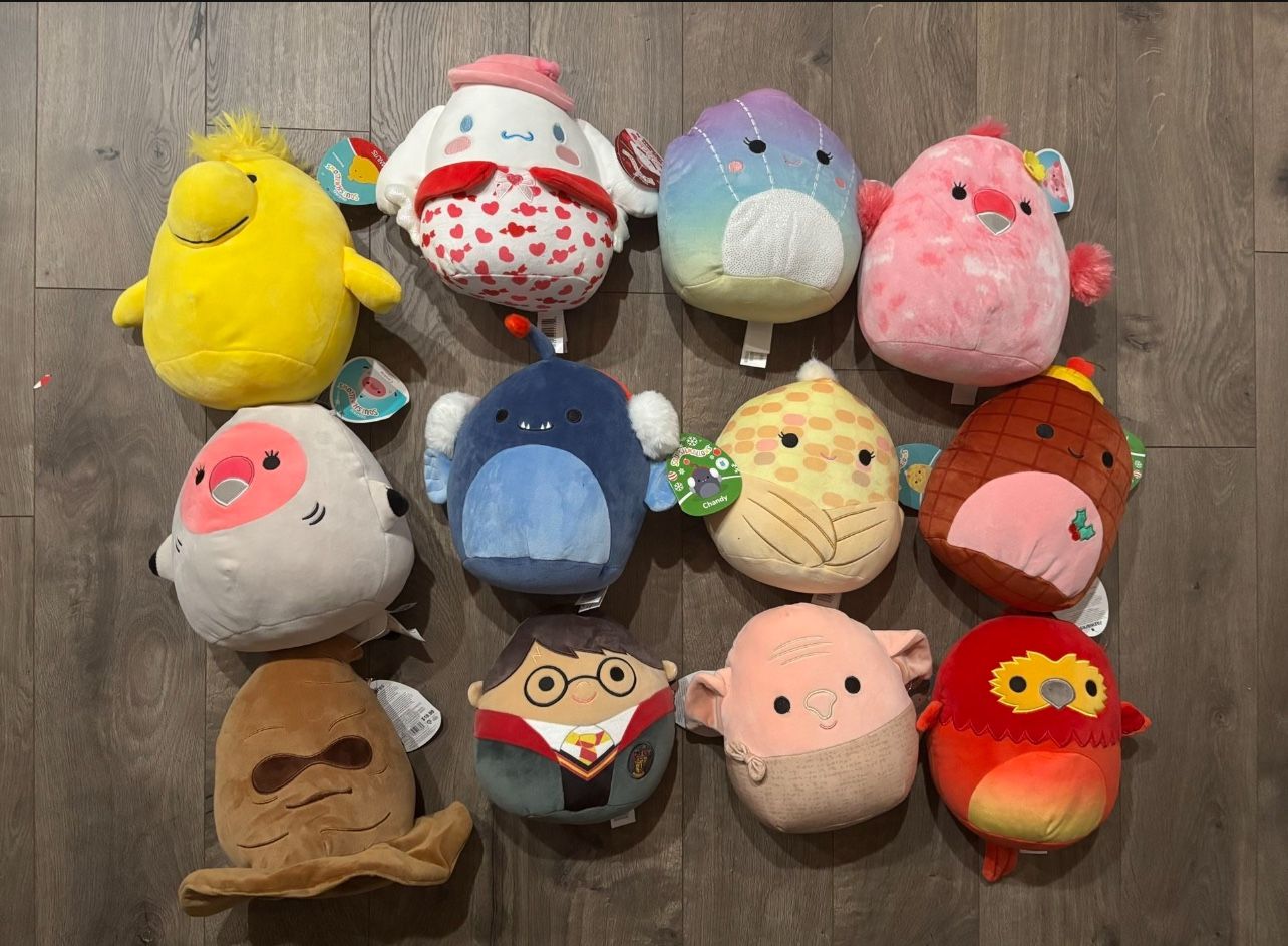 Lot of 12 various squishmallow, 8” inches