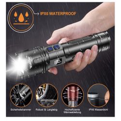 High Lumens, LED Flashlight 100000 Lumens, Super Bright High Powered Flashlights, Long Rang 5000 FT, 2 Switch