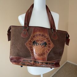 Brown Leather/Suede Tote Bag