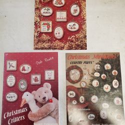 Christmas miniatures, needlepoint magazines