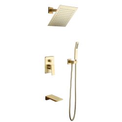#041501 Solid Brass Wall Mount 10" Rainshower Hand Shower & Tub Spout Shower System
