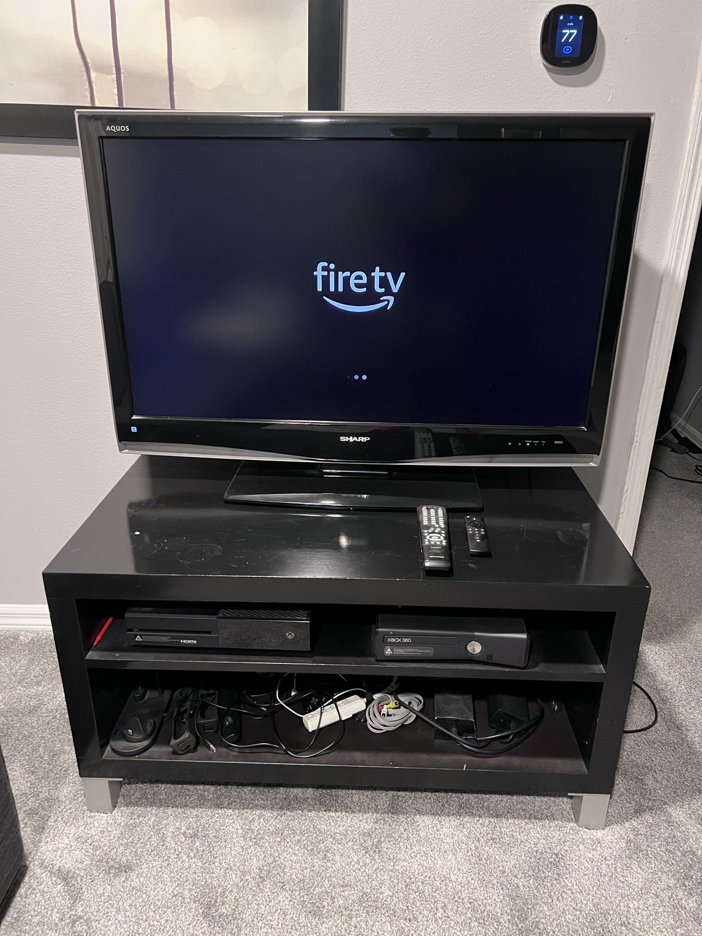 42 inch Sharp LCD HDTV with Amazon Fire TV Stick and TV Stand