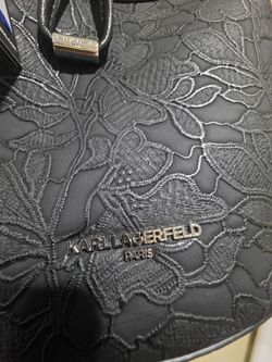 Karl Lagerfeld Paris Black Floral Embroidered Handbag