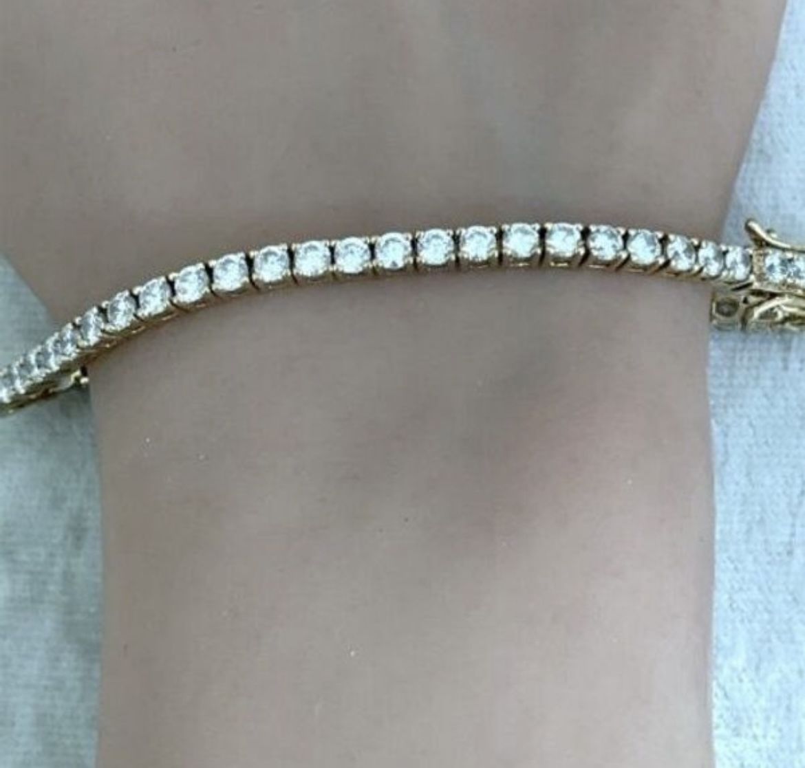 Gold Over Sterling Silver CZ 7.25” Tennis Bracelet