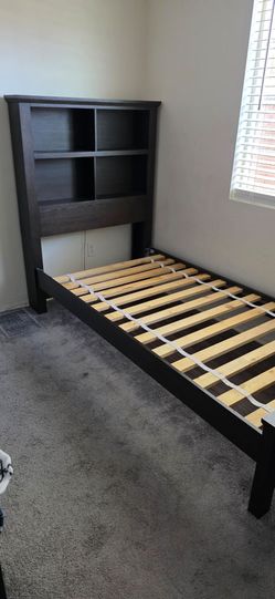 350 OBO-Jerome's furniture Cali kids charcoal bookcase twin bed frame with built in Bluetooth speakers.