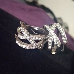 Vintage White CZ Lover CrissCross Ring