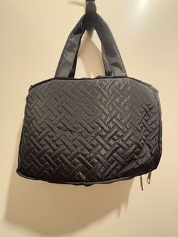 Quilted black nylon small toiletry travel  tote-new