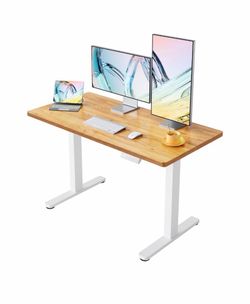 New 55 inch brown oak standing desk in box electric height adjustable desk