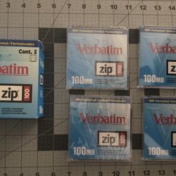 2 brand new factiory sealed IBM Verbatim Zip Disk 100MB w/ 2 opened never used