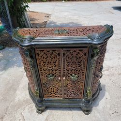 French 19th Century Rare Antique Godin Ornate Porcelain Enamel Cast Iron Dry Bar Cabinet