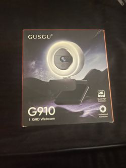Brand New GUSGU G910 2K QHD Webcam with Ring Light & Privacy Shutter /