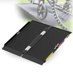 Support Way 2FT Portable Wheelchair Ramp With Quick-Lock, Black Seamless Non-Slip Aluminum Folding Handicap Ramp,Threshold Ramp For Doorways, Wheel Ch