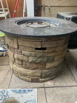 Propane fire pit with glass( cobalt blue )