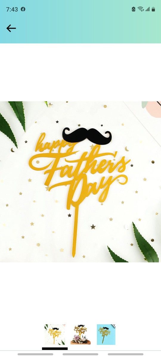 Happy Father's Day Cake Topper Cake topper Acrylic Cake topper Decorative Party Cake Decoration for Father's Day(moustache-Happy-father's Day)