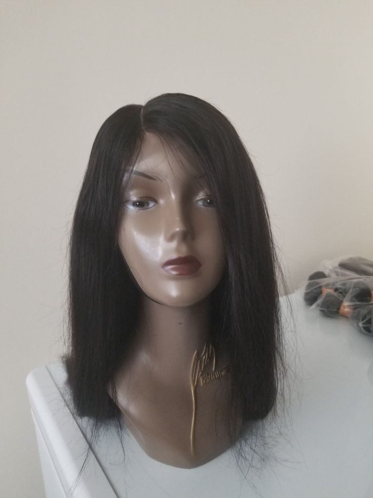 24" Brazilian human hair silky straight with 3part closure