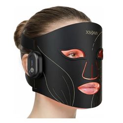 Cordless Red Light Therapy Mask for Face, 4 Modes Lightweight LED Mask with 850n