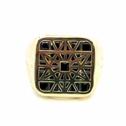 Men’s 14k Yellow Gold Black CZ Cubic Zirconia Square Ring Size 9 GP3134890