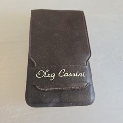 Vintage Oleg Cassini Brown Leather Fold Travel Grooming Kit