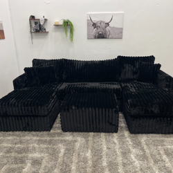 Black Sectional Couch - Free Delivery