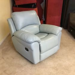 Teal Leather Rocking Recliner