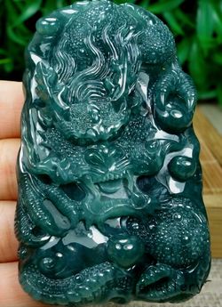 Burmese jadeite jade typeA pendant Lucky Dragon.