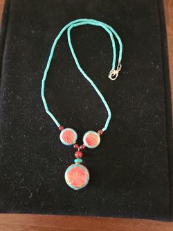 Ceramic bead and glass necklace