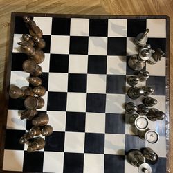 Handmade Greek Metal Chess Board 