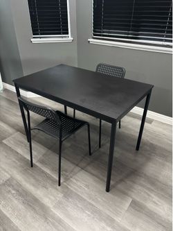 IKEA Black Dining Table with 2 Chairs