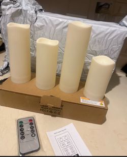 Four Vibrant LED Candle Lights with Remote Control - Smoke Effect, High-Tech, Available in Multiple Sizes (4, 5, 6, 7) - Perfect for Romantic Weddings