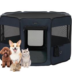 PETSFIT Dog Playpen, 45.5" Sturdy Pop Up Dog Kennel Foldable Dog Pen Indoor Outdoor Puppy Playpen for Medium Dogs Cats with Traveling Bag Zipper Seale