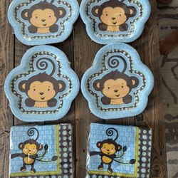 Monkey Theme Kids Party Plates And Napkins