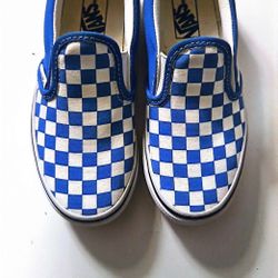 VANS BLUE WHITE CHECKERBOARD BOYS SHOES SIZE 1 BRAND NEW WITHOUT BOX