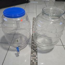 Glass Jars, Plactic Beverage Dispenser 