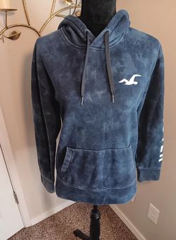 NICE! Hollister Women's Size XS Blue Washed Logo Pullover Hoodie Sweatshirt