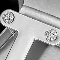 Genuine Diamond Accent Antique Style Round With Hearts Earrings. 