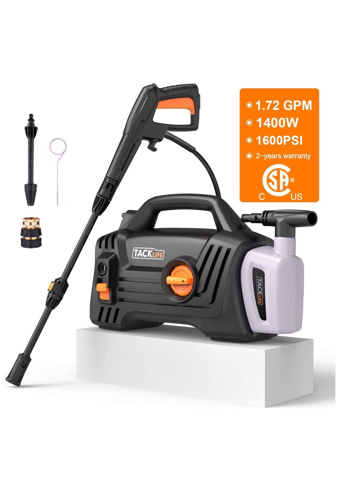 TackLife - Pressure Cleaning High Efficiency 1600 PSI 1.72 GPM 1400 W,