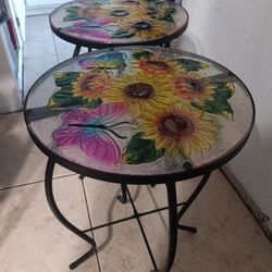 Mosaic Glass End Tables Set Of 2 