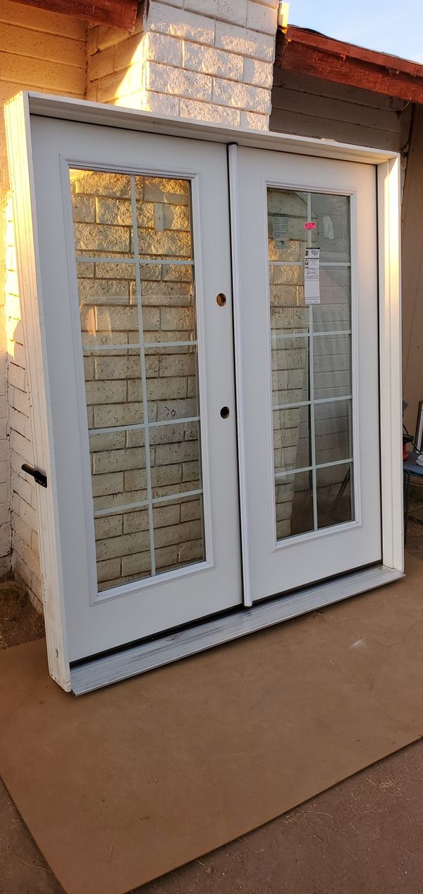 Exterior french 72x80 fiberglass doors with frame dualglass for Sale in