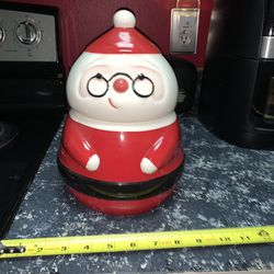 NEW St Nicholas Square Santa Clause With Glasses Cookie Jar Hand Painted