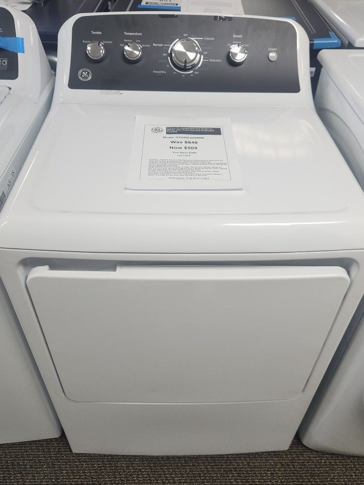 7.2 cu. ft. vented Electric Dryer in White with Auto Dry and Extended Tumble