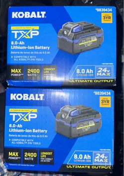 2 brand new Kobalt TXP 24V 8.0Ah Lithium-Ion Battery – 2 Pack