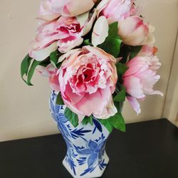 Pink Peonies In Chinoiserie Vase
