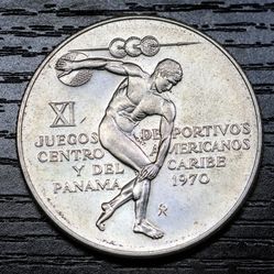1970 Panama Silver Coin 1 Oz+ Silver 