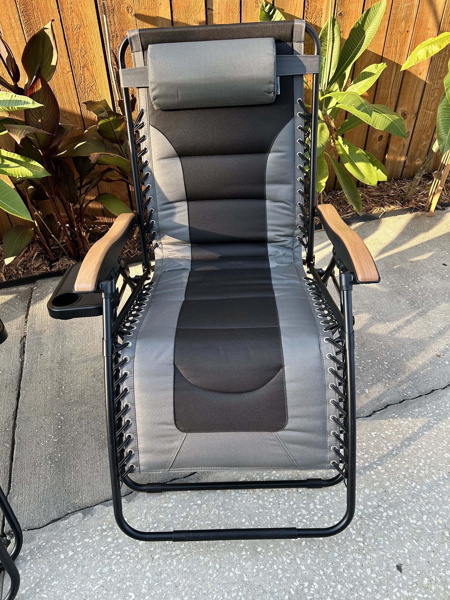 2 Oversized Padded Folding Zero Gravity Chairs
