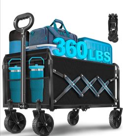 Folding Utility Wagon Cart 360 lb Black
Heavy-duty folding utility wagon. 360 lb capacity.