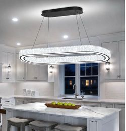Modern Oval Crystal LED Pendant Chandelier
